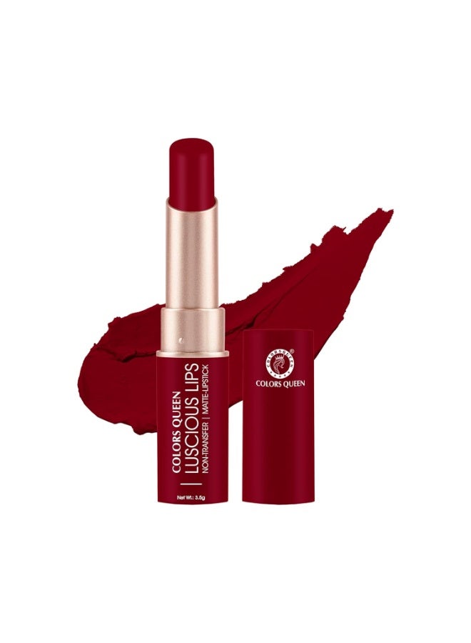 Colors Queen Luscious Lips - Non Transfer Creamy Matte Lipstick | Highly Pigmented with Smooth Application | Long Lasting Lipstick Waterproof | Smudge Proof Lipstick for Women (04 - Royal Rust Maroon - 3.5g) - Image 1